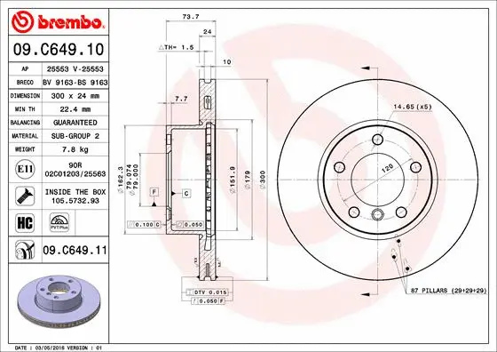 Stabdžių diskas BREMBO 09.C649.11