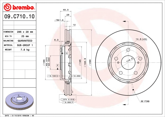 Stabdžių diskas BREMBO 09.C710.11