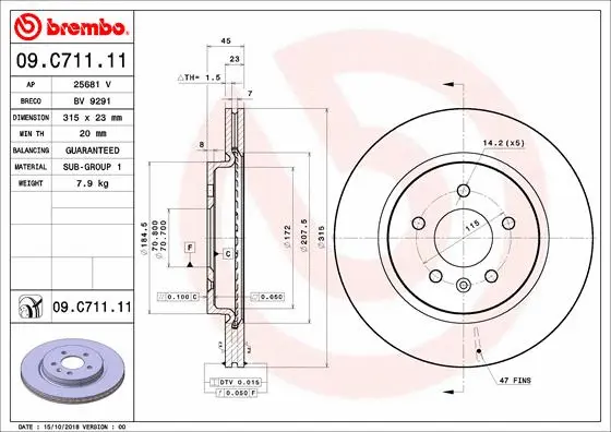 Stabdžių diskas BREMBO 09.C711.11