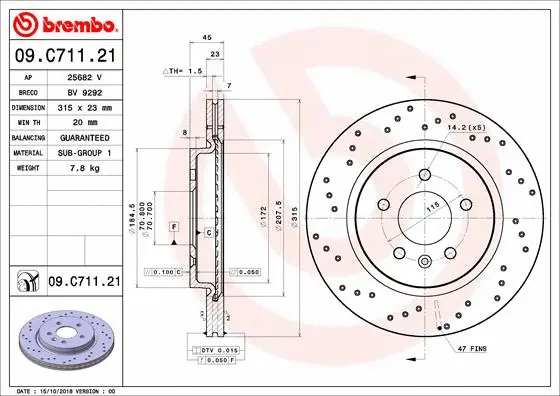 Stabdžių diskas BREMBO 09.C711.21