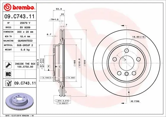 Stabdžių diskas BREMBO 09.C743.11