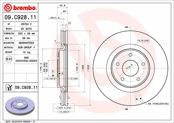 Stabdžių diskas BREMBO 09.C928.11