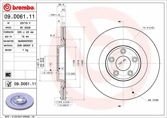 Stabdžių diskas BREMBO 09.D061.11
