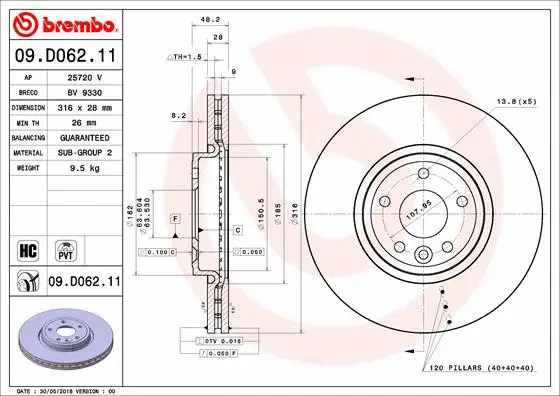 Stabdžių diskas BREMBO 09.D062.11