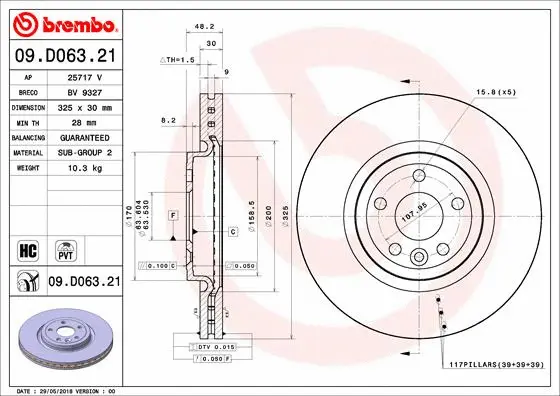 Stabdžių diskas BREMBO 09.D063.21