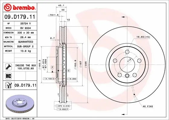 Stabdžių diskas BREMBO 09.D179.11