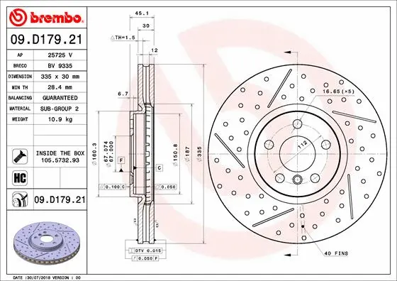 Stabdžių diskas BREMBO 09.D179.21