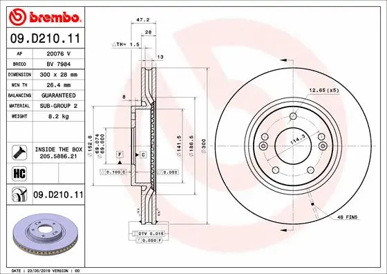 Stabdžių diskas BREMBO 09.D210.11