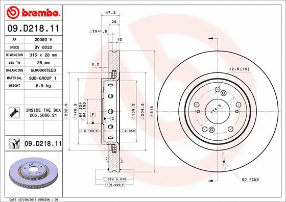 Stabdžių diskas BREMBO 09.D218.11