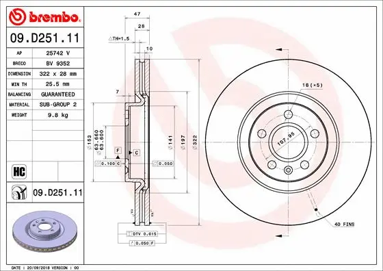 Stabdžių diskas BREMBO 09.D251.11