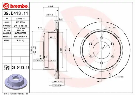 Stabdžių diskas BREMBO 09.D413.11