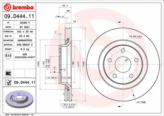 Stabdžių diskas BREMBO 09.D444.11