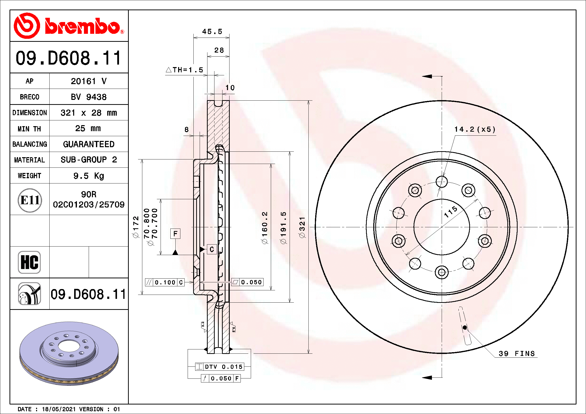 Stabdžių diskas BREMBO 09.D608.11