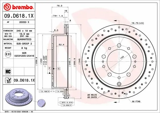 Stabdžių diskas BREMBO 09.D618.1X