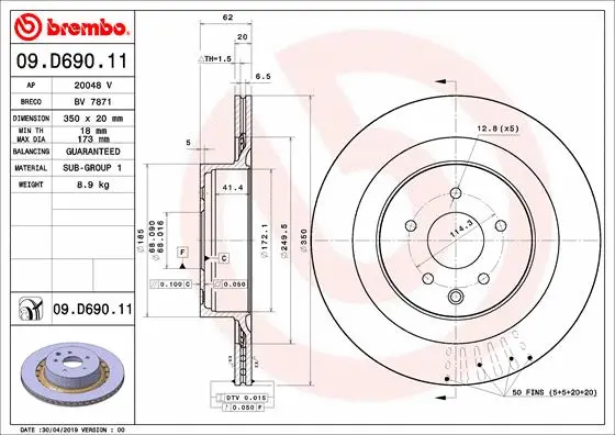 Stabdžių diskas BREMBO 09.D690.11