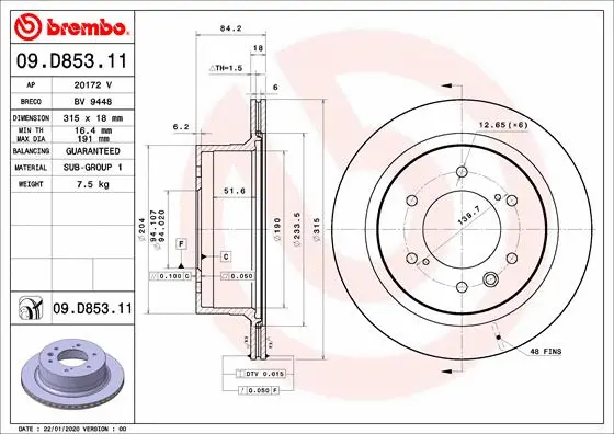 Stabdžių diskas BREMBO 09.D853.11