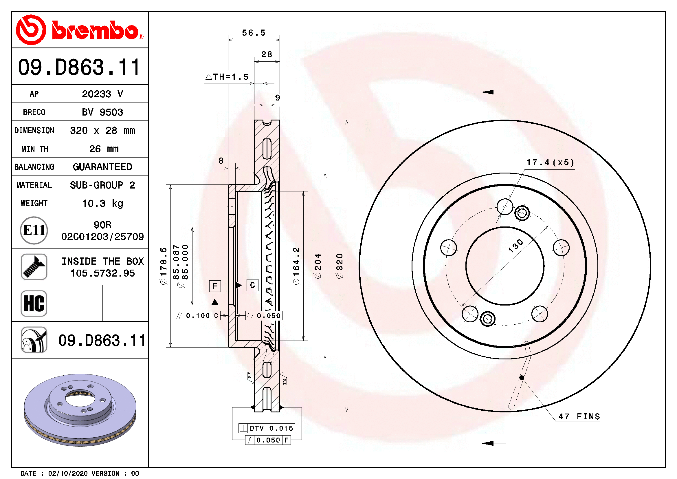 Stabdžių diskas BREMBO 09.D863.11