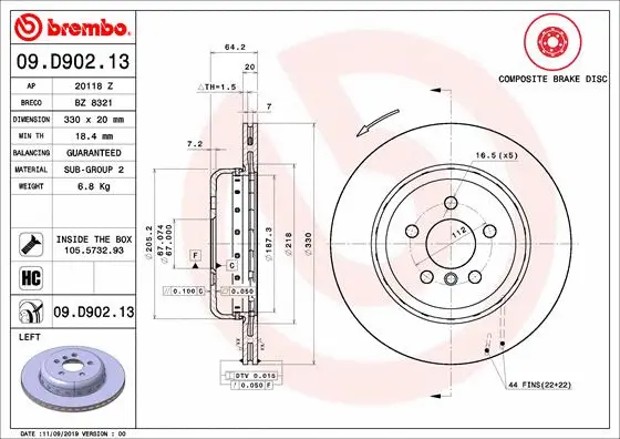 Stabdžių diskas BREMBO 09.D902.13