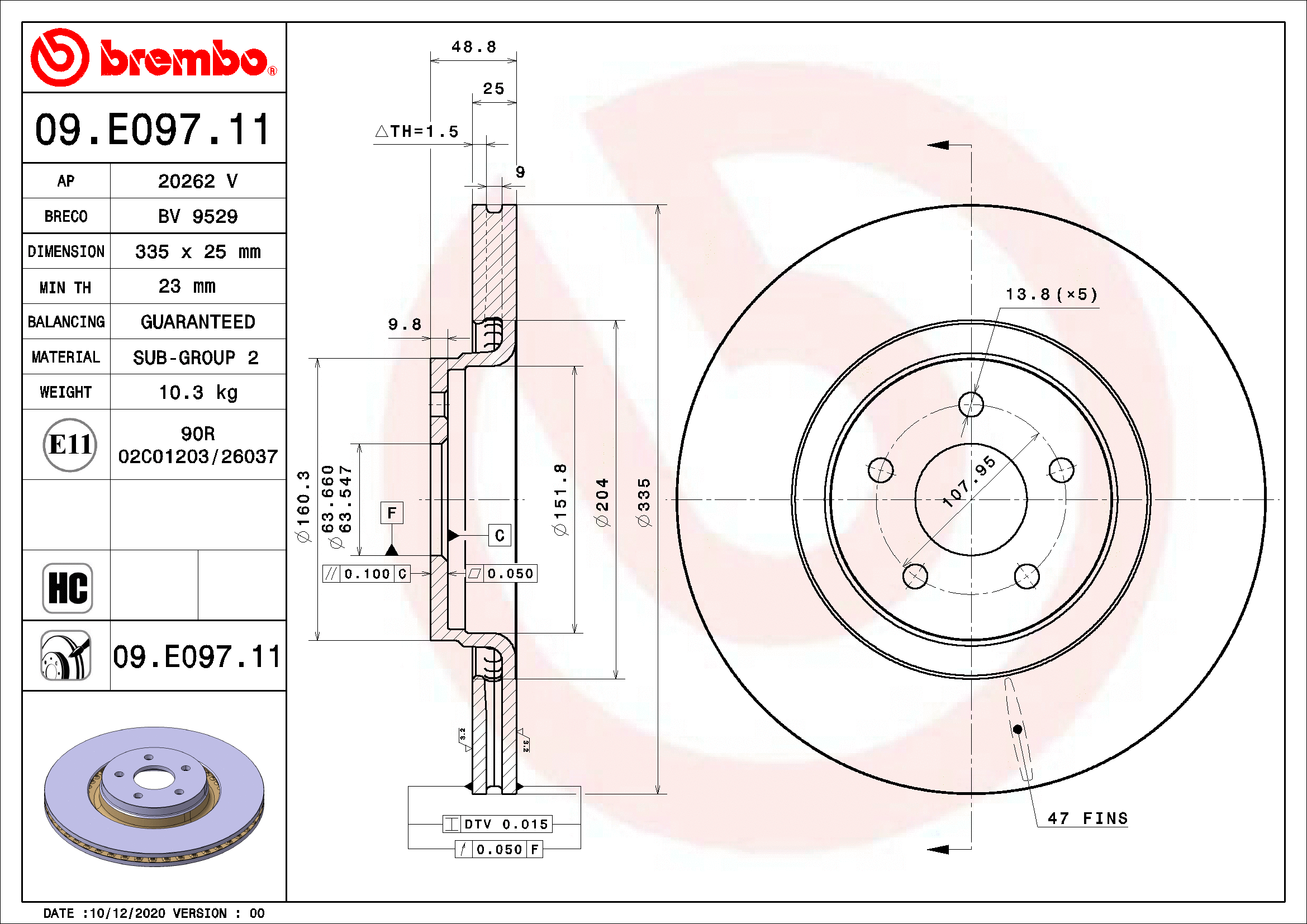 Stabdžių diskas BREMBO 09.E097.11