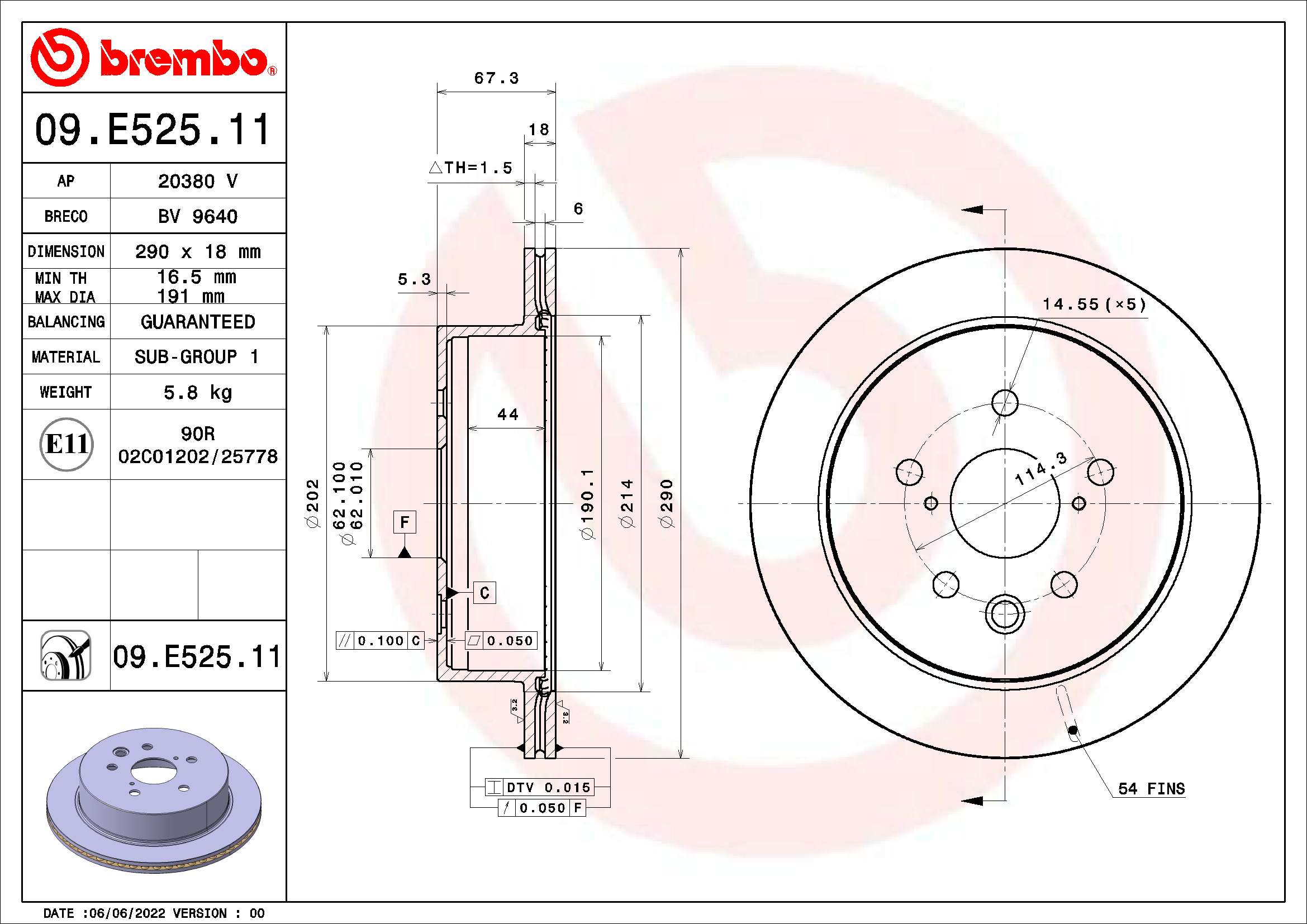 Stabdžių diskas BREMBO 09.E525.11