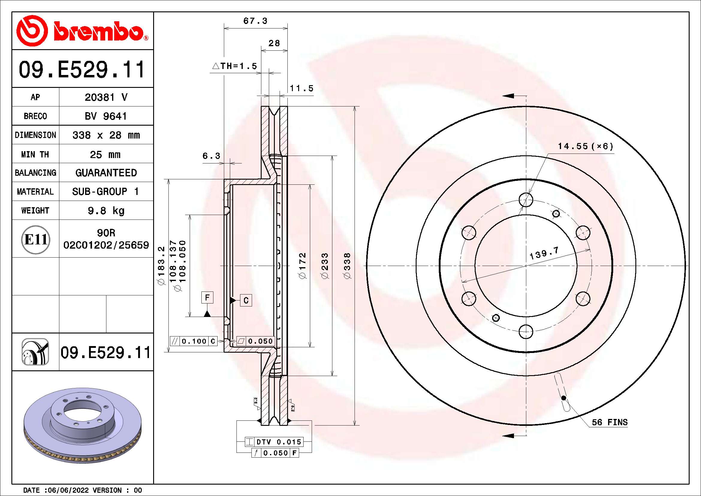 Stabdžių diskas BREMBO 09.E529.11