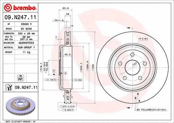 Stabdžių diskas BREMBO 09.N247.11