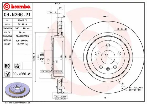 Stabdžių diskas BREMBO 09.N266.21