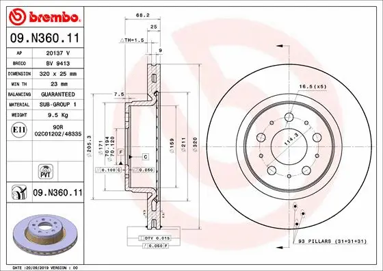 Stabdžių diskas BREMBO 09.N360.11