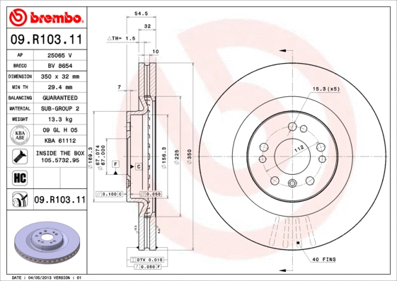 Stabdžių diskas BREMBO 09.R103.11