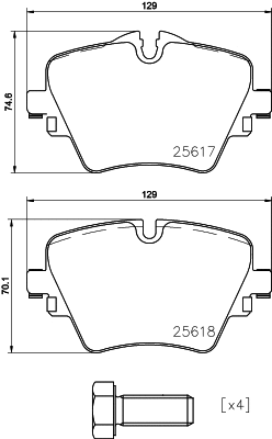 Diskinių stabdžių trinkelių rinkinys BREMBO P 06 093