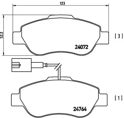 Diskinių stabdžių trinkelių rinkinys BREMBO P 23 107
