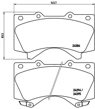 Diskinių stabdžių trinkelių rinkinys BREMBO P 83 107X
