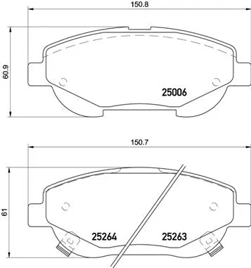 Diskinių stabdžių trinkelių rinkinys BREMBO P 83 148
