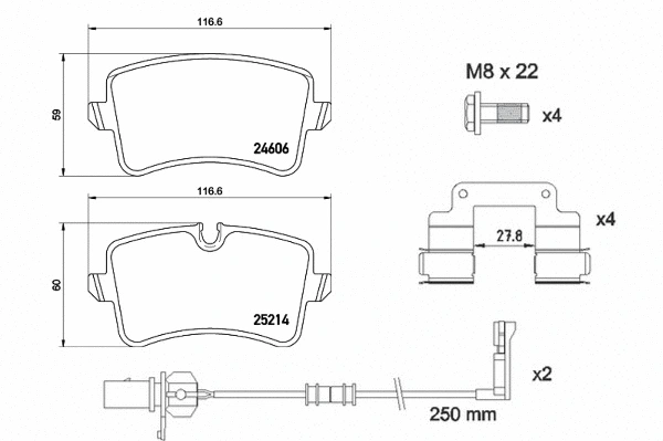 Diskinių stabdžių trinkelių rinkinys BREMBO P 85 157