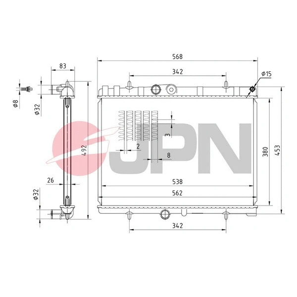 Variklio aušinimo radiatorius JPN 60C9042-JPN