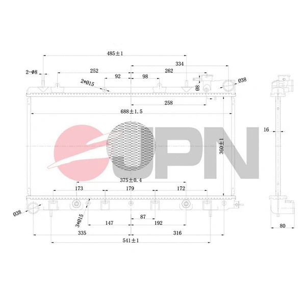 Variklio aušinimo radiatorius JPN 60C9050-JPN