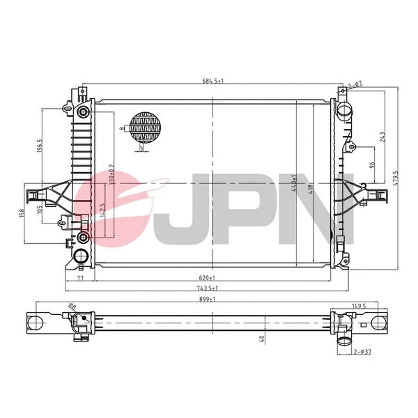 Variklio aušinimo radiatorius JPN 60C9072-JPN