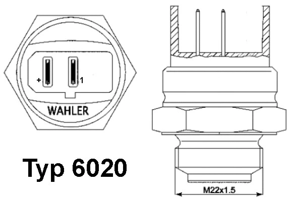 Radiatoriaus ventiliatoriaus temperatūros jungiklis BorgWarner (Wahler) 6020.95D
