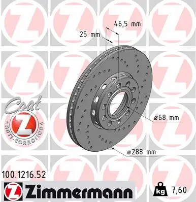 Stabdžių diskas ZIMMERMANN 100.1216.52