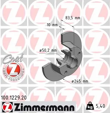 Stabdžių diskas ZIMMERMANN 100.1229.20