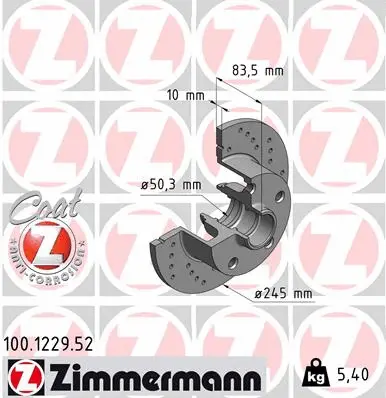 Stabdžių diskas ZIMMERMANN 100.1229.52