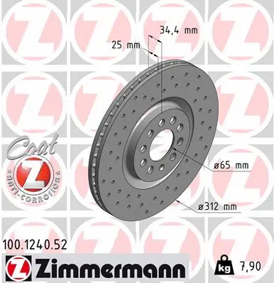 Stabdžių diskas ZIMMERMANN 100.1240.52