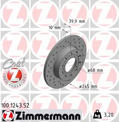 Stabdžių diskas ZIMMERMANN 100.1243.52
