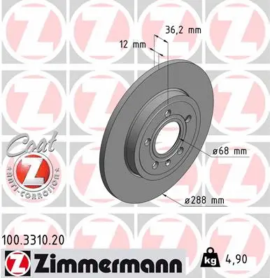Stabdžių diskas ZIMMERMANN 100.3310.20