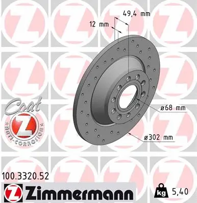 Stabdžių diskas ZIMMERMANN 100.3320.52