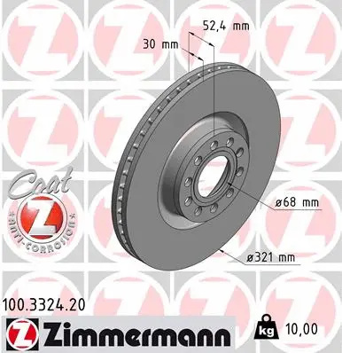 Stabdžių diskas ZIMMERMANN 100.3324.20