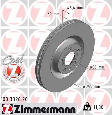 Stabdžių diskas ZIMMERMANN 100.3326.20