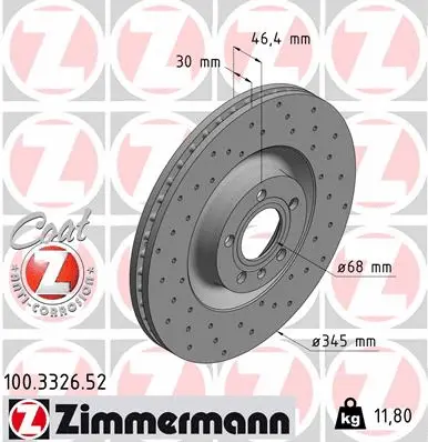 Stabdžių diskas ZIMMERMANN 100.3326.52