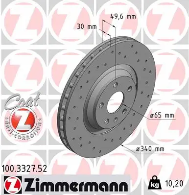 Stabdžių diskas ZIMMERMANN 100.3327.52