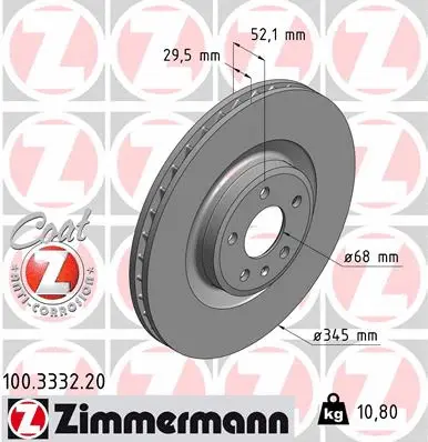 Stabdžių diskas ZIMMERMANN 100.3332.20